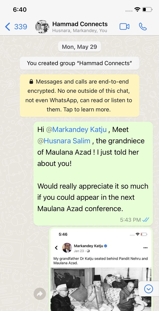 hammad_uh's tweet photo. Feeling incredibly flattered to witness the meeting between Husnara Salim aapa, the grandniece of Maulana Azad and Justice @mkatju , the ex-Judge of @SupremeCourtFan .I introduced them a month ago, and it's amazing to see their collaboration for Indo-Pak unity. https://t.co/nmiCtUYHHx
