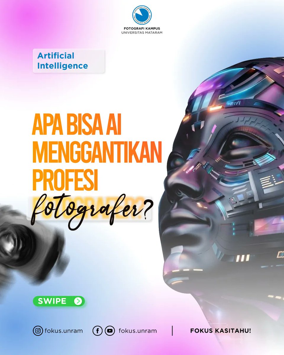 fokus_unram's tweet photo. [Kecerdasan Buatan atau AI bisa gantiin fotografer?]

Salam Fotografi!!
FOKUS!!
-
Belakangan ini teknologi Kecerdasan Buatan atau Artificial Intelligence (AI) sudah sangat sering kita dengar dan gunakan untuk membantu kita dalam kehidupan sehari - hari. https://t.co/JUF86dRC4I