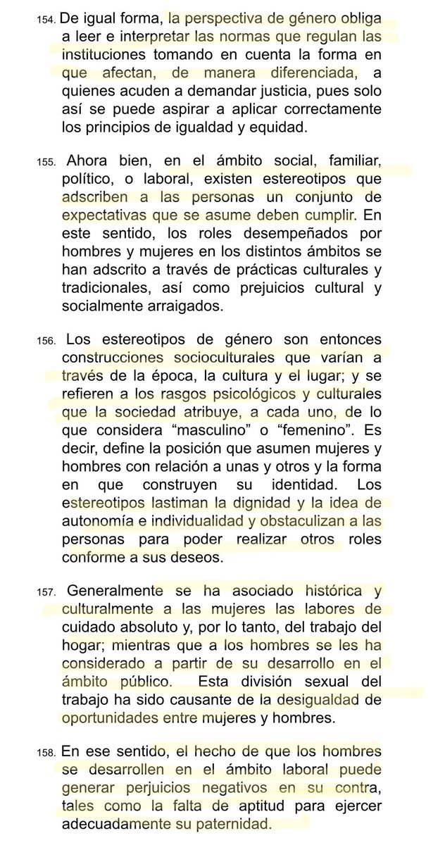 En este amparo la Suprema Corte mexicana visibiliza los estereotipos de género respecto a la crianza y división sexual del trabajo: Ni la madre, por ser mujer, debe ostentar un rol de ser la mejor cuidadora; ni el padre, por ser hombre, está impedido para asumir labores de…