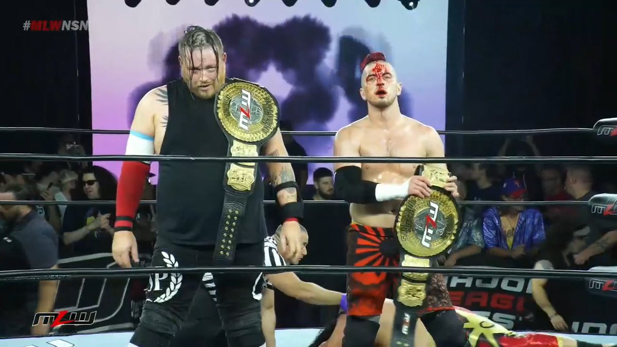 As AKIRA stan, I am happy to see him win two championships, but as a huge fan of NOAH, I have mixed feelings about Lance Anoa'i getting bumped off. #MLWNsN