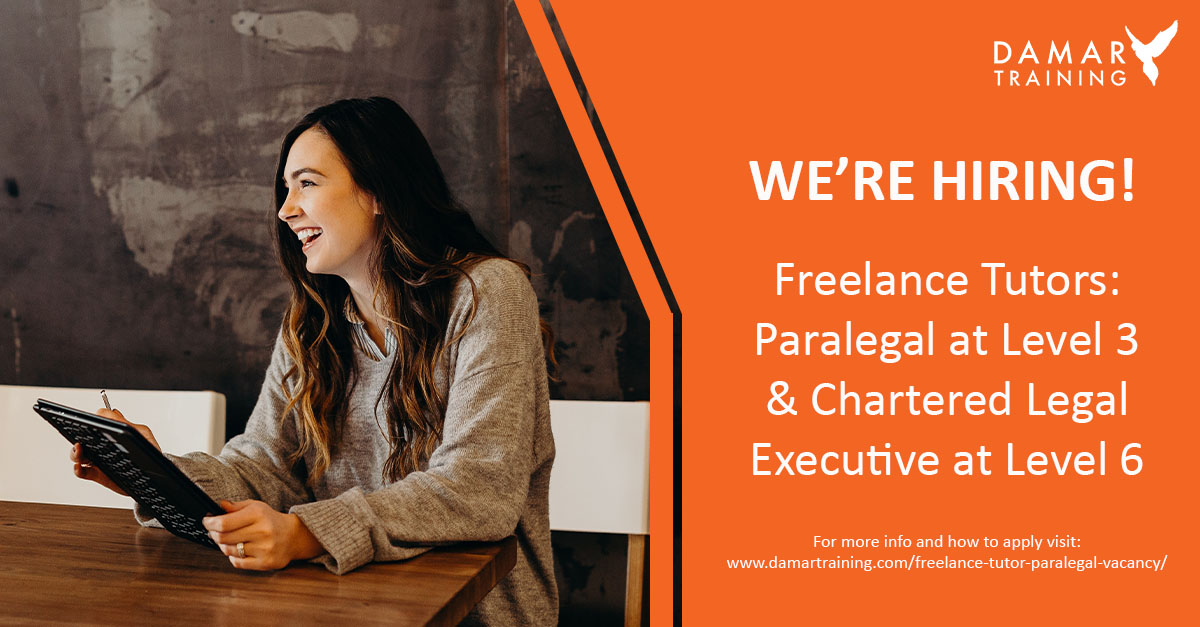 DamarTraining's tweet photo. We're looking to recruit #Freelance #Tutors – #Paralegal at Level 3 and Chartered #Legal Executive at Level 6. You'll work closely with our coaching team to support the knowledge delivery of the #apprenticeship.
For more info visit: https://t.co/fEKH1mO8w9 #vacancy #newjobpost https://t.co/8RDva2lSeF