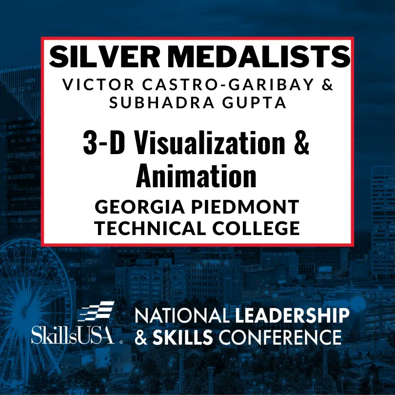 Congratulations to our SkillsUSA Georgia Postsecondary National Silver Medalists from @GoGPTC! #3D #Animation #skillsusagaps #tcsg #skillsusa #NLSC23