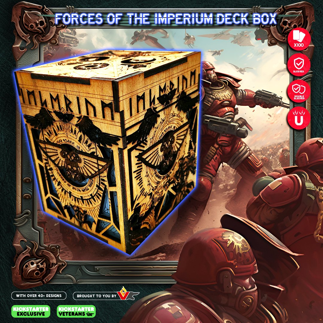 Vulcan_Forged's tweet photo. Introducing the next box in our exciting series: Warhammer 40k - "Forces of the Imperium"! 💥🛡️

Link to our Kickstarter: https://t.co/9hjC9MSxwZ 👈
Link to our ETSY SHOP: https://t.co/449QOW9VIA👈

#MTG #DeckBox #MagicTheGathering #MarchOfTheMachine #40k #warhammer #Phyrexia https://t.co/Nf95Joc9Kk