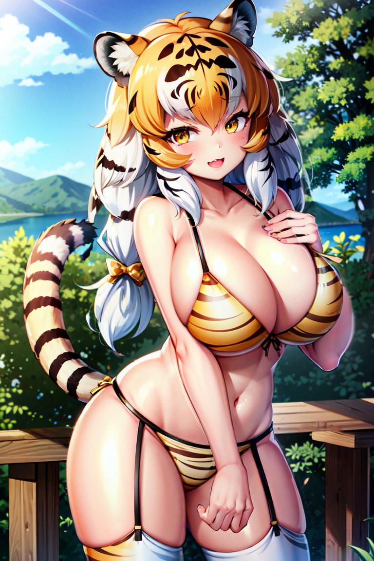 AI描きプログラムでアムールトラの水着姿を作ってみました🐅💦 

#けものフレンズ 
#AIイラスト #AIart 