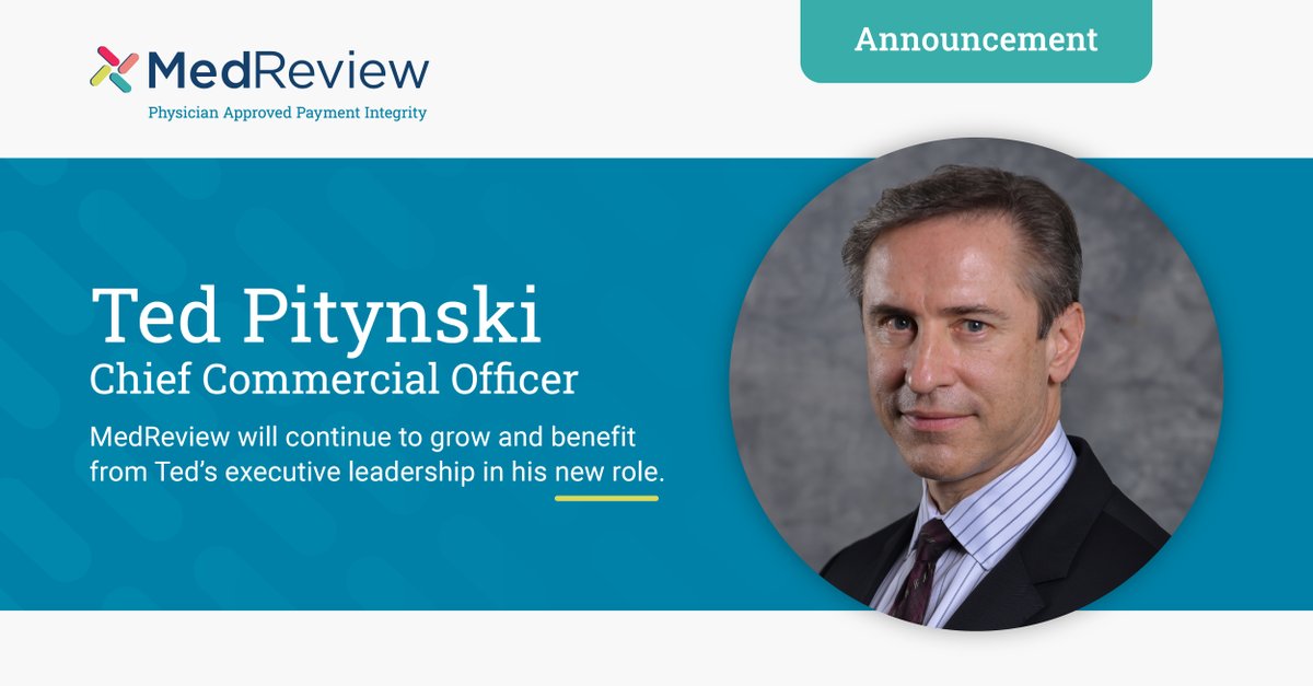 MedReviewInc's tweet photo. @TedPitynski is now leading MedReview's commercial growth as the Chief Commercial Officer. His expertise in sales, marketing, and product management will continue to drive our success. Join us in congratulating Ted on this well-deserved promotion! https://t.co/bhBQDbYFq1