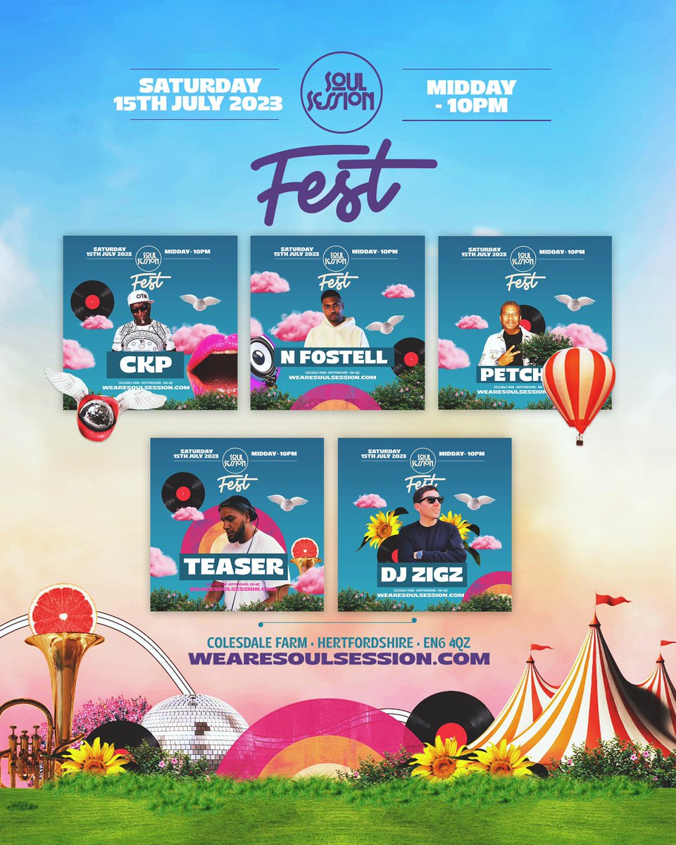 SoulSessionUK's tweet image. Catch This Incredible Line Up 🔥 Alongside More As ALL ROADS LEAD TO 🚗 Soul Session FEST  This Sat! 🥳🔊 FINAL Tickets 💨  Link In Bio 🫶 

Soul Session FEST ☀️🔥🎪 
Saturday 15th July
Colesdale Farm, Hertfordshire EN6

#SoulSessionFEST #wearesoulsession #soulsession #housemusic