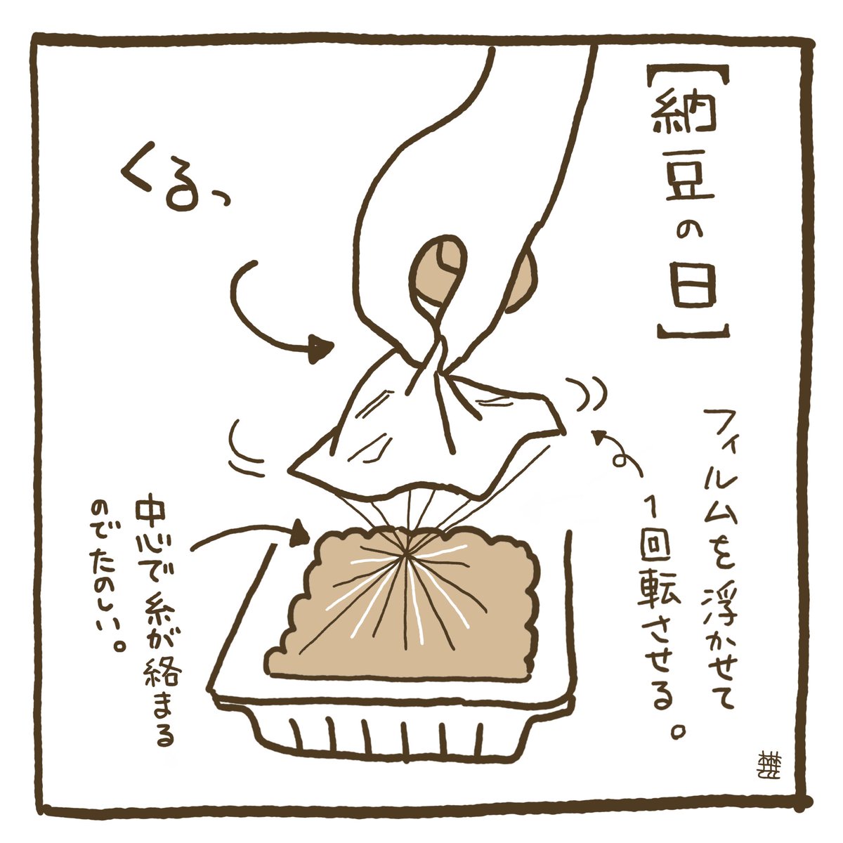 【7月10日は納豆の日】
今日は納豆の糸の処理法を見かけますが
自分がやってるのは伊東家の食卓(世代がバレる)で見かけたコレをずっとやってます。
フィルムを回して納豆の糸を1本にまとめると汚れにくい。 https://t.co/ABlvP5fPS8