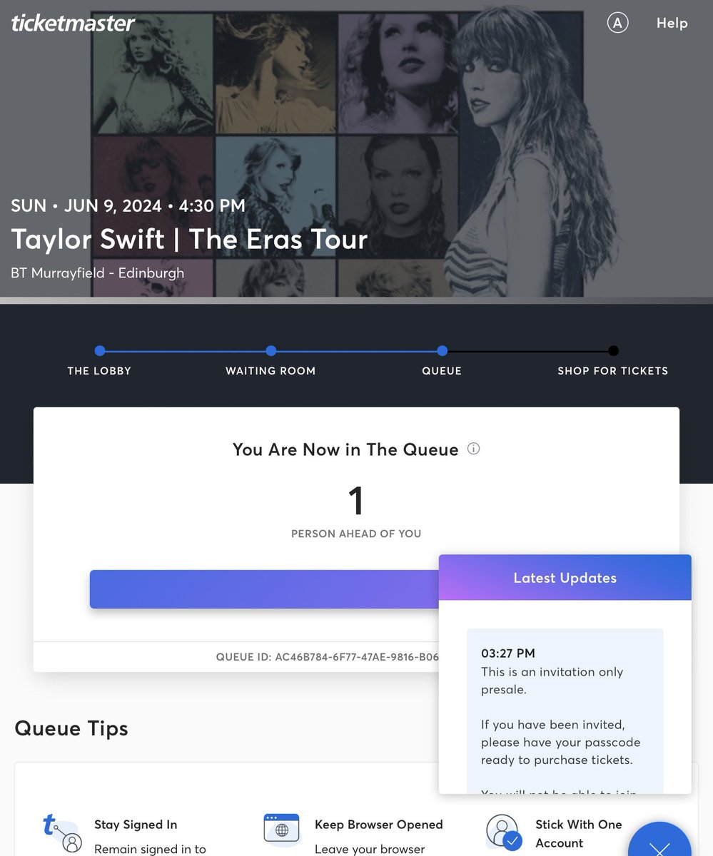 I WAS 1 IN THE QUEUE 
RT FOR GOOD LUCK OR SMTH
 #erastour