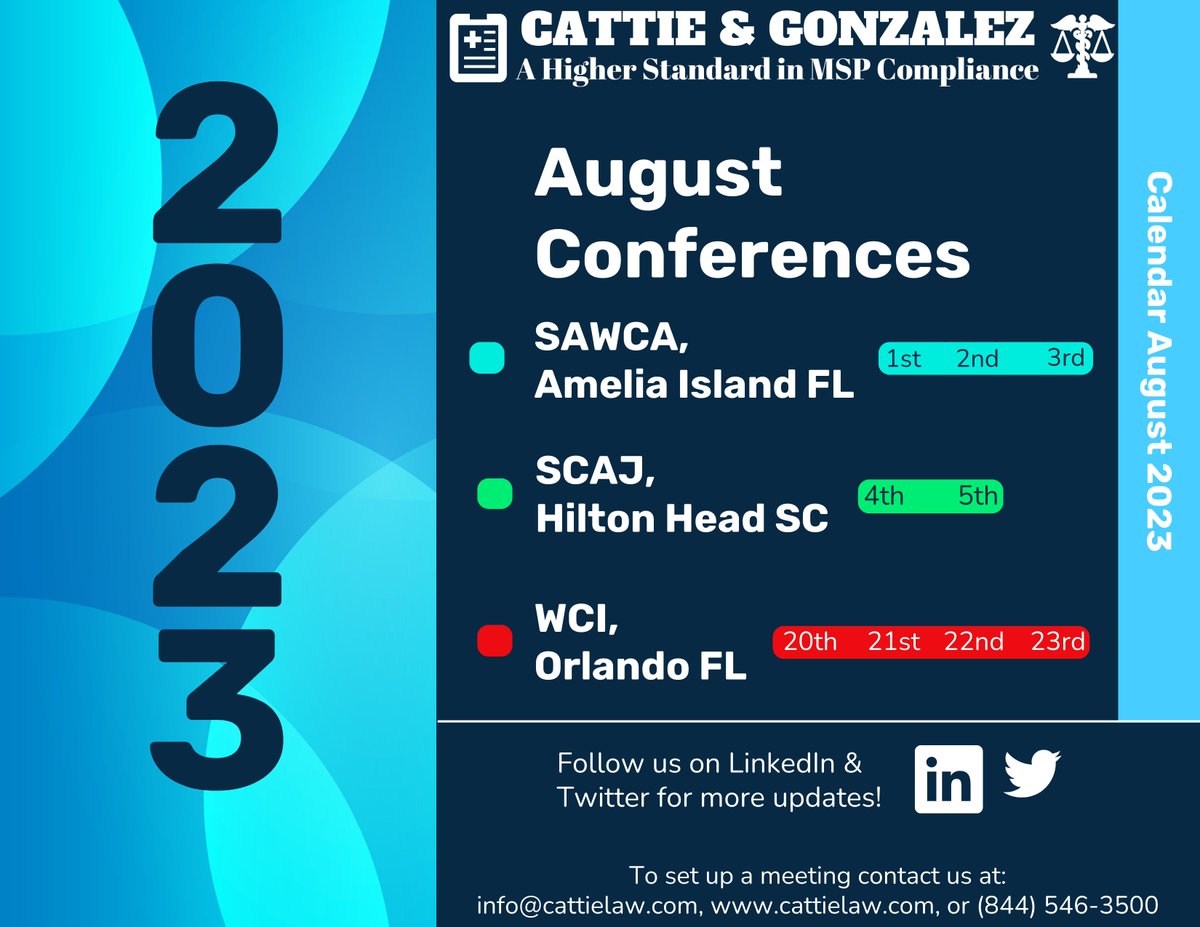 We're on the move! #CattieGonzalezPLLC will be attending these #conferences throughout #July and #August. Will we see you there?
