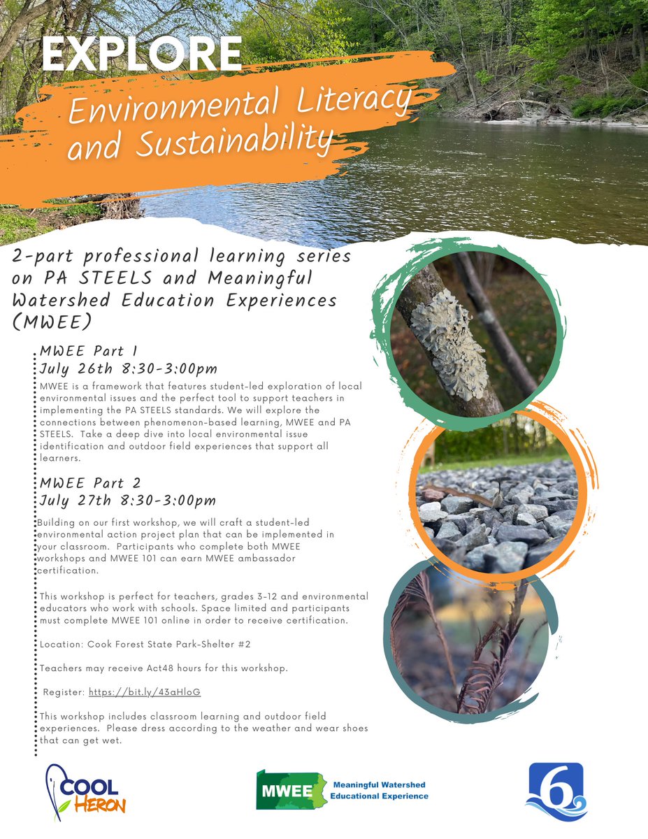 riverviewiu6's tweet image. Science Educators: Join us as we host @ErinMMcCool in Cook Forest to explore environmental literacy &amp;amp; bring PA STEELS to life through natural phenomenon investigations. Register: bit.ly/43aHloG #STEMinPA #scienceed