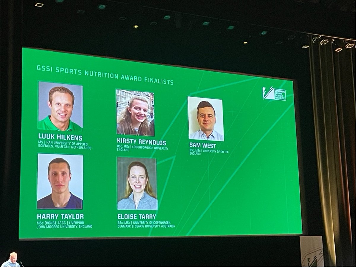 Fantastic to see <a href="/_WestSam/">Sam West</a> receive the #GSSI Sports Nutrition Award at <a href="/E_C_S_S/">ECSS</a> Paris 2023. Thoroughly well deserved for the fantastic work he has done within our research group.