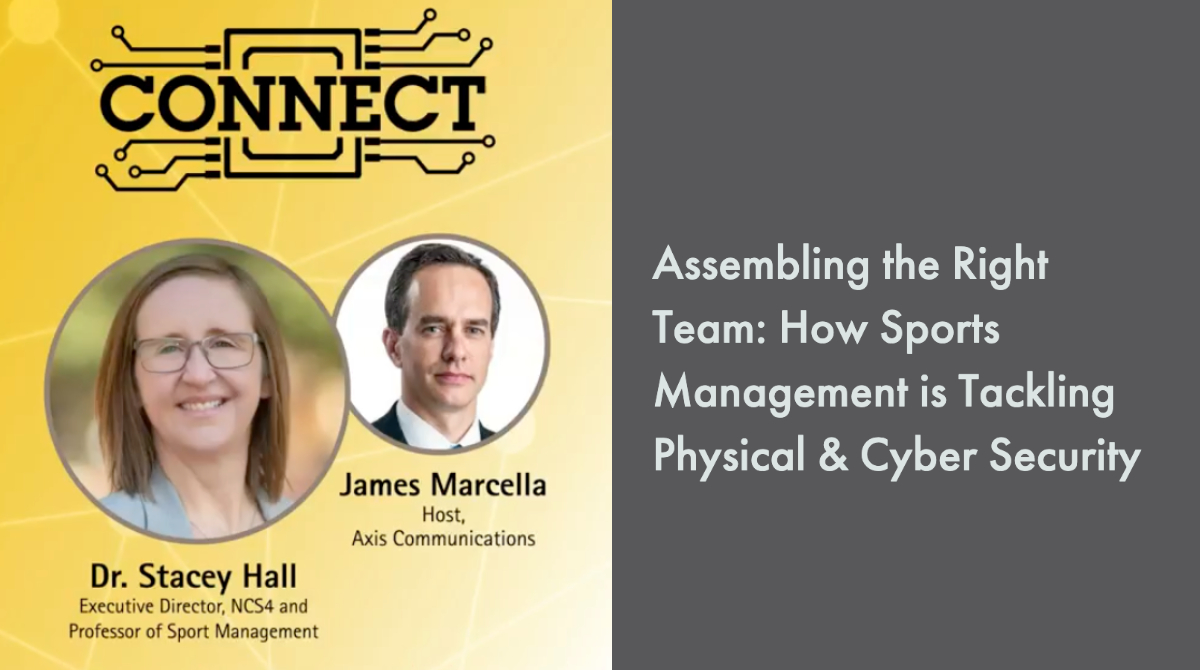 NCS4usm's tweet photo. Dr. Stacey Hall joins hosts James Marcella and Scott Dunn of Axis Communications on a podcast titled “Assembling the Right Team: How Sports Management is Tackling Physical &amp; Cyber Security.“ Listen now: https://t.co/hPcf1SnUAF
#axisconnect https://t.co/16uFdf0wfD