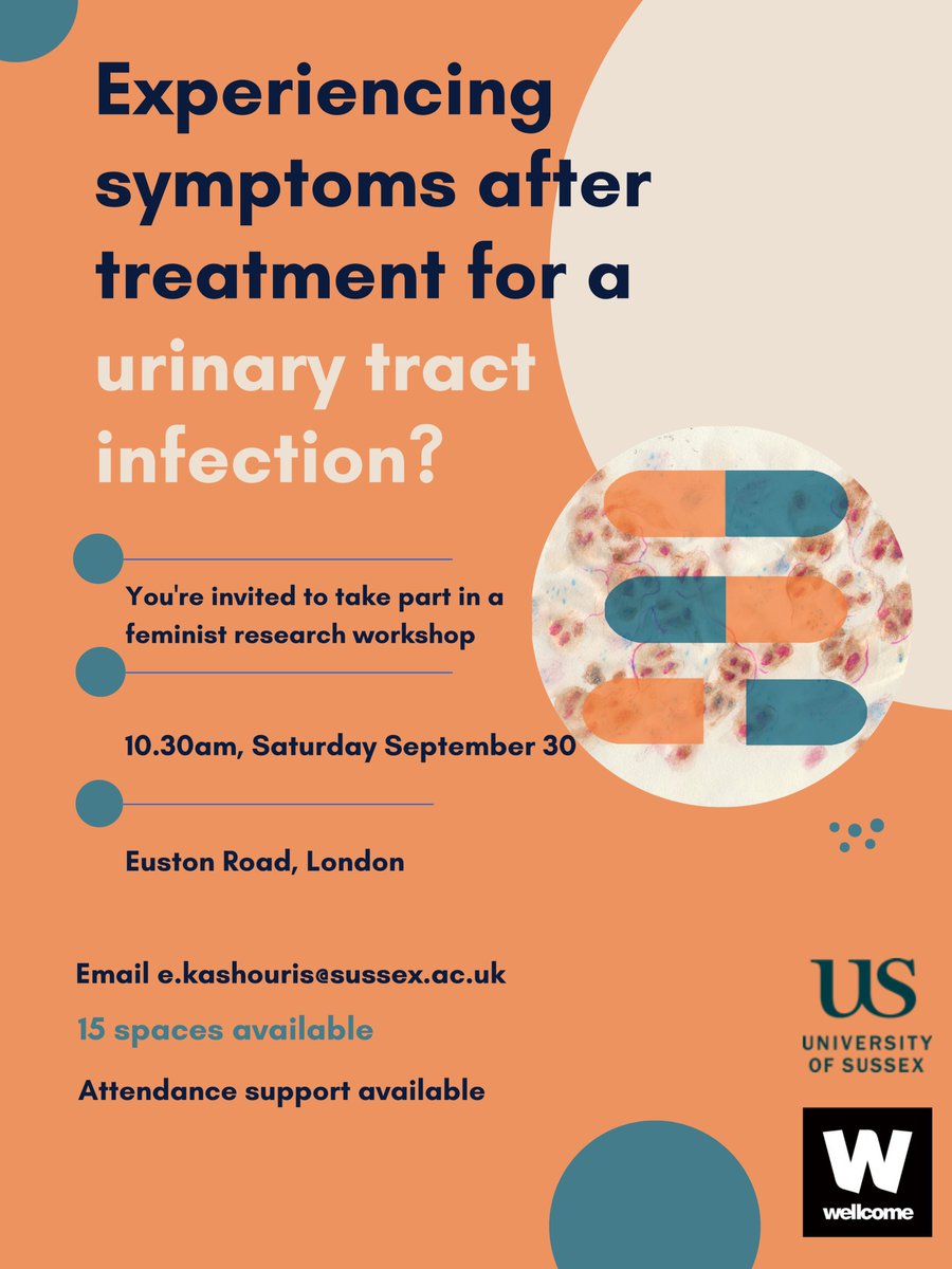 EKashouris's tweet image. After a fantastic day in Newcastle with people who experiencing symptoms after treatment for a UTI, we are now holding a @AMRinterrupted workshop in London! 
Please get in touch e.kashouris@sussex.ac.uk for more info and share with anyone you think might be interested