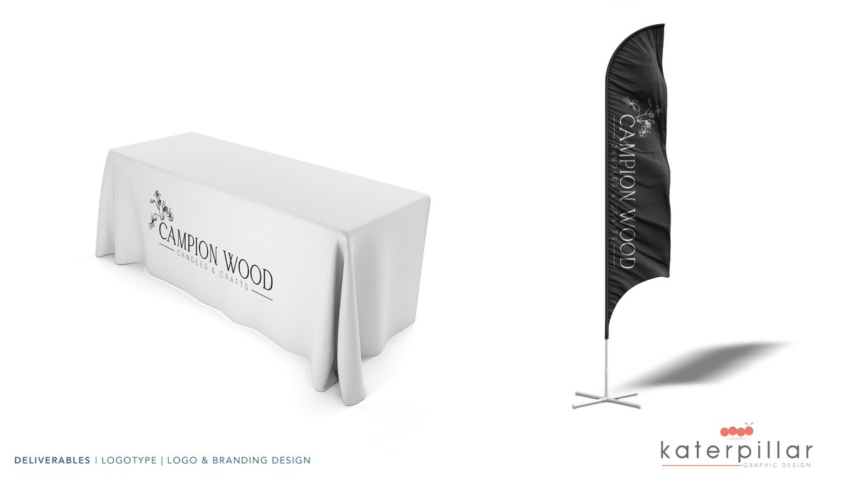KaterpillarGD's tweet photo. Our logo design specialist Kelli is ready to deliver a fresh and unique logo for your brand, helping you to get noticed and keep your customers coming back for more. Check out the sleek logo and brand we designed for Campion Wood Candles and Crafts. https://t.co/42yyGPoUVY