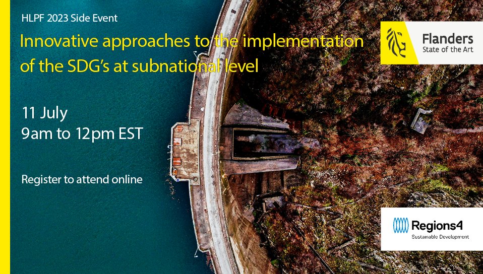 📅 TOMORROW at the #HLPF: 

#Regions4 and <a href="/FlandersintheUS/">Flanders in the USA</a> host the event “Innovative approaches to the implementation of SDGs at subnational level”.🌎🌱

Join online and be part of the discussion on how #regions can achieve the #GlobalGoals.

🔗bit.ly/3pzYFWG