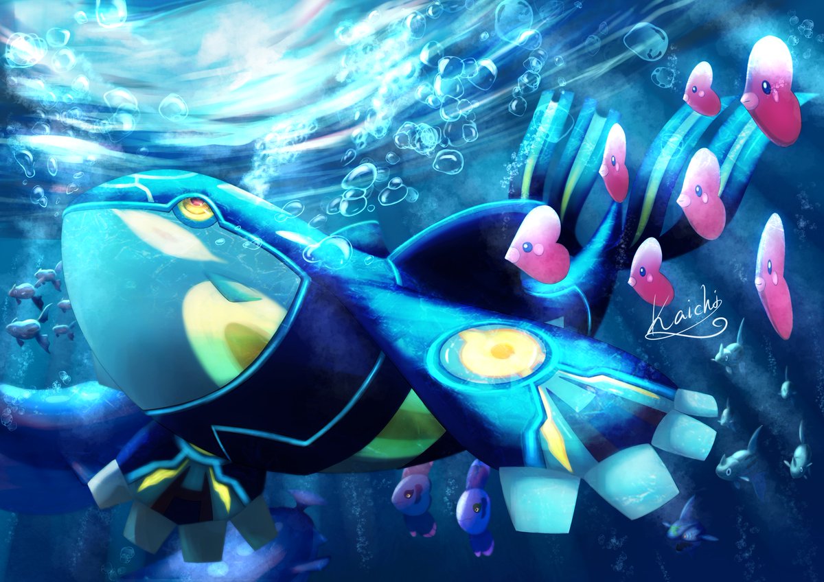 pokemon (creature) no humans underwater bubble signature yellow eyes air bubble  illustration images