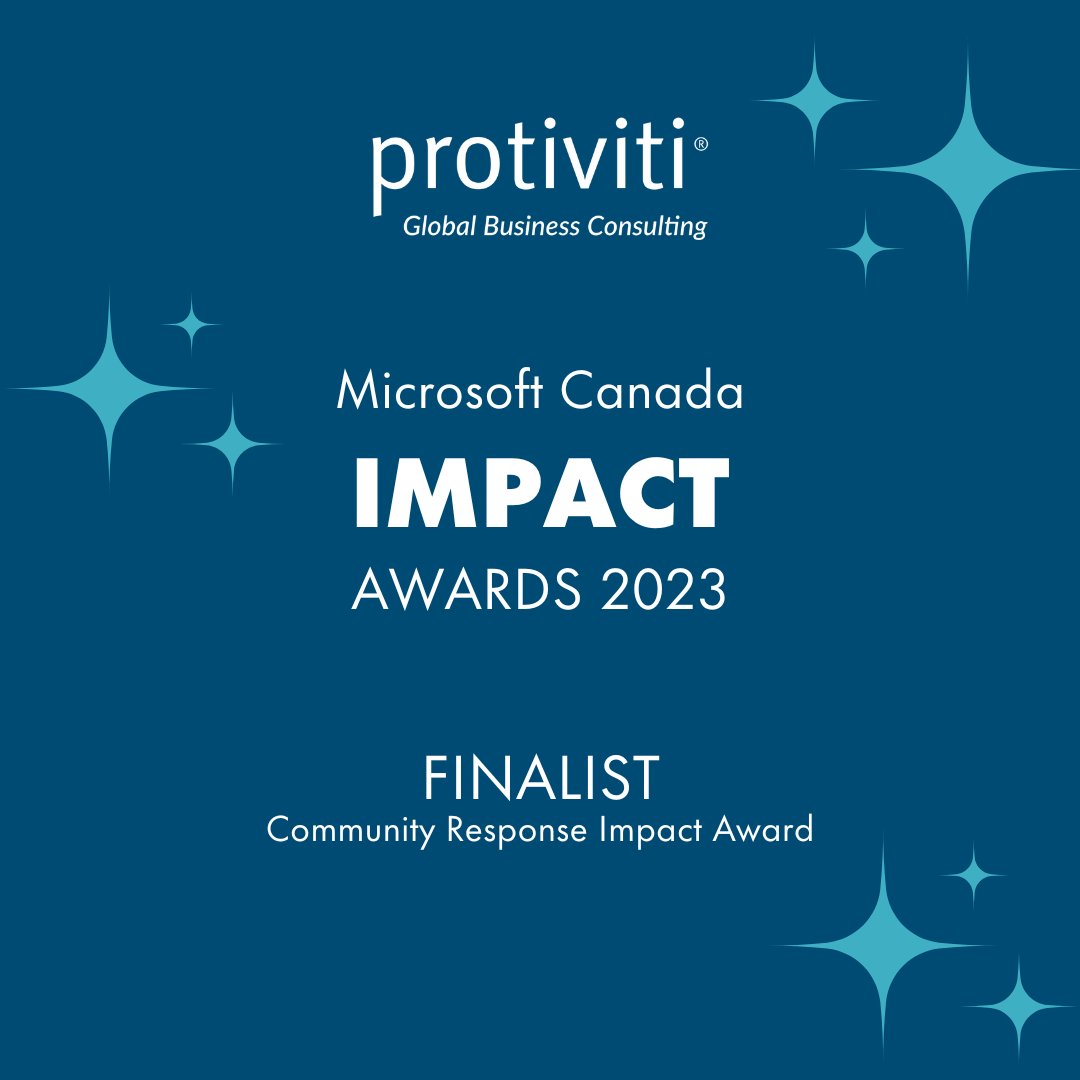 RobertHalf_CAN's tweet photo. Robert Half is pleased to announce that our global consulting firm @Protiviti is a finalist in the @Microsoft Canada Impact Awards 2023 in the Community Response Impact category! #MSInpire #award #finalist #Communityimpact https://t.co/hDTBwtqQII
