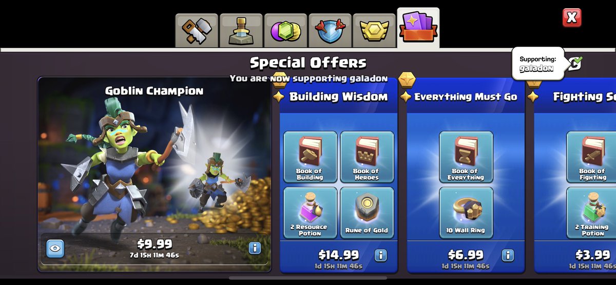 GaladonGaming's tweet image. Back from a weekend getaway!
Least liked reply wins a Gold Pass!
#clashofclans #usecodegaladon