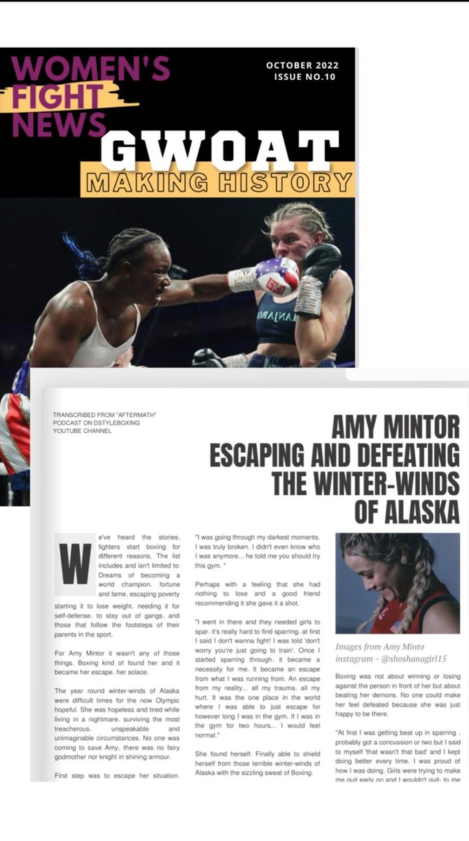 DStyleBoxing's tweet photo. These are three pieces I've written for the Women Fight News digital mag. I have no clue when I'll do the next one. I really don't plan or schedule these; I really gotta feel it and visualize it.

Thanks to @WomensFightNew1 &amp; @TheSashaJones for including them in the mag.. https://t.co/BDdbs4r05I