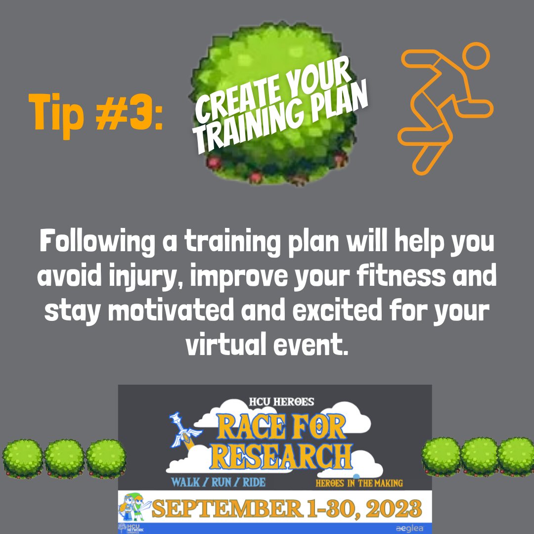 HCUAmerica's tweet photo. #VirtualRace Tip #3: Create your Training Plan! π
While our #RaceforResearch officially kicks off on 9/1, you can register NOW as an individual or team to reserve your spot!
β‘οΈ https://t.co/sz4iqbiQ2i
#Research #Homocystunria #HCU #HopeConnectsUs https://t.co/n5rYUcRelk