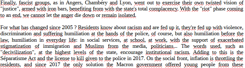 ucl37's tweet photo. Notre tract Justice pour les quartiers populaires ! est traduit : Justice for working-class neighbourhoods!
Pour le texte complet / for the full text : ucl37@riseup.net
#HusticePourNahel #DissolutionBravM #JusticeForNahel #DefundThePolice #MassIncarceration #StopKillingUs https://t.co/JDGq9OXN5k