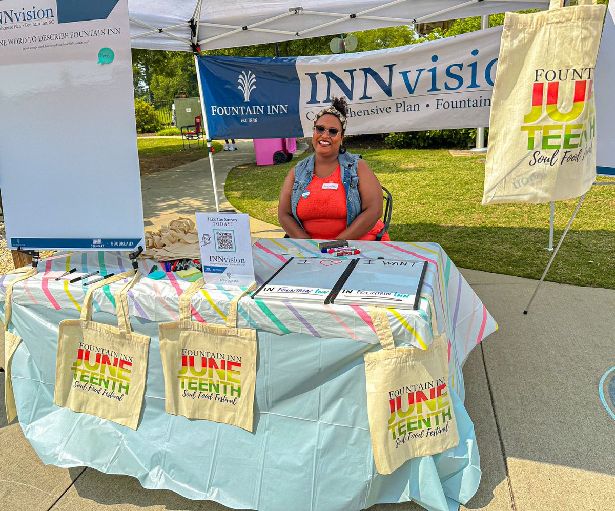 While actively engaging in public outreach for the Fountain Inn Comprehensive Plan, our Community Planning team had a great time at the second annual Juneteenth Festival.

#Stewart #Boudreaux #FountainInn https://t.co/GMiXYIH8RX