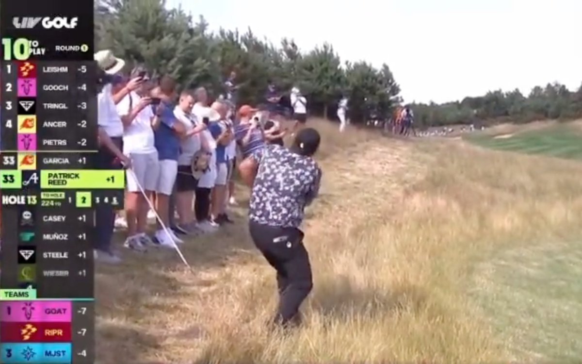 Patrick Reed nearly takes man's head off at LIV event, delivers hilariously-late 'fore' call. https://t.co/dxenWBI7By https://t.co/Sl9CTXxRwB