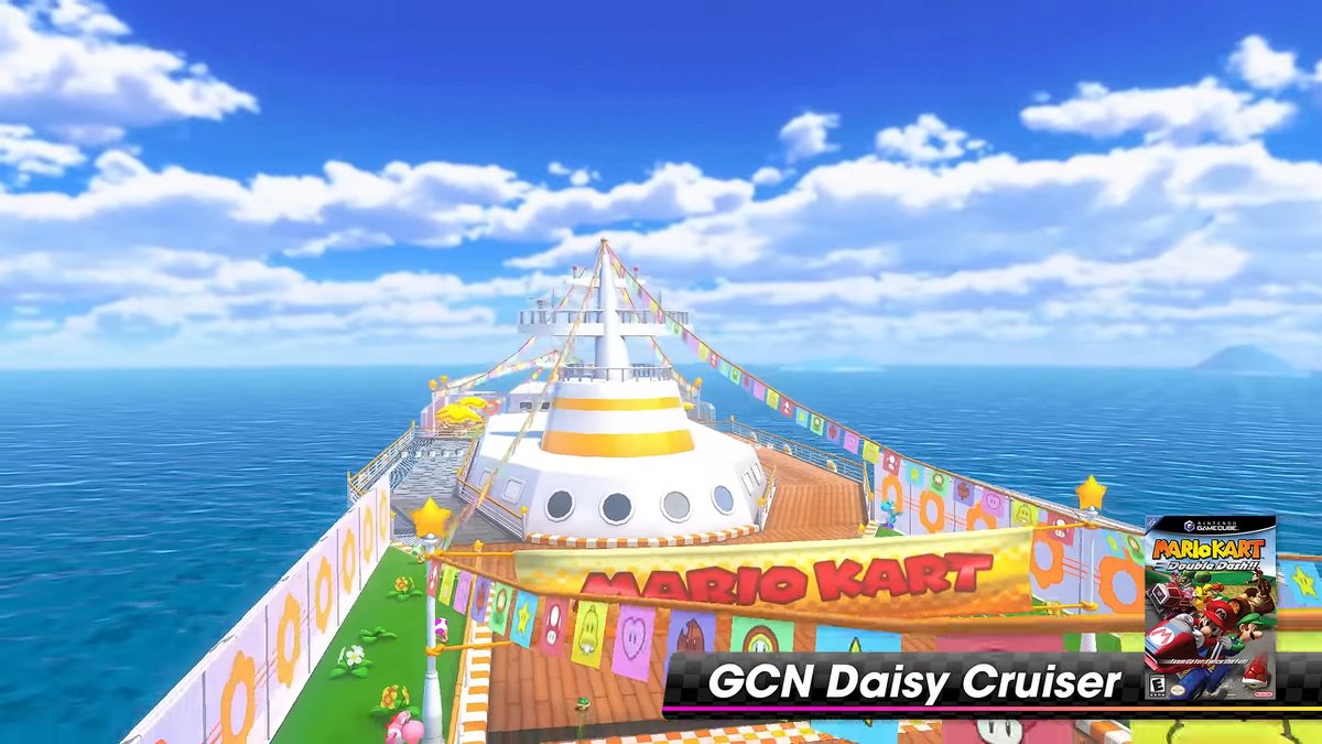 WeAreAllDaisy's tweet photo. Hop on for a crazy and amazing cruise aboard the #DaisyCruiser originally from #MarioKartDoubleDash!! announced for the #MarioKart8Deluxe Booster Course Pass Wave 5 for this July 12, 2023! 🌼🛥️☀️ https://t.co/QH83QlkRS8