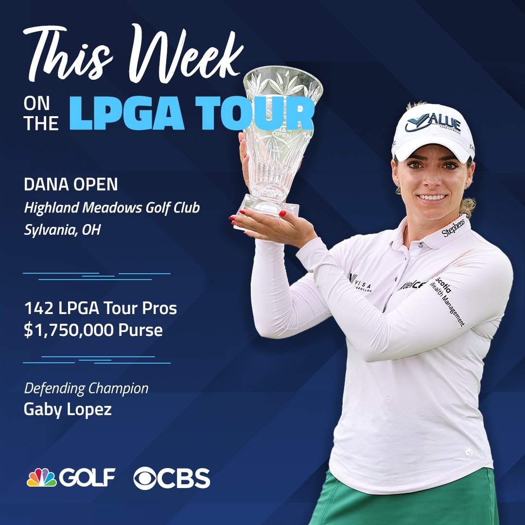 LPGA's tweet photo. We're off to Highland Meadows Golf Club in Sylvania Ohio this week for the @danaopenlpga 🛺💨

Catch the tournament action all week long on @GolfChannel Stream and and tune into @CBS Sunday to see who will hoist the trophy! https://t.co/Qe22gvWSmS