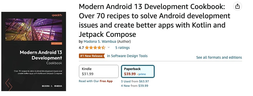 I have been doing Android since the Eclipse days; I had so many doubts about writing this book since I know Android can be coded in many different ways. But when you have amazing reviewers like <a href="/_sierraobryan/">sierra</a> and others what can I say. Thank you queen❤️

amazon.com/dp/1803235578