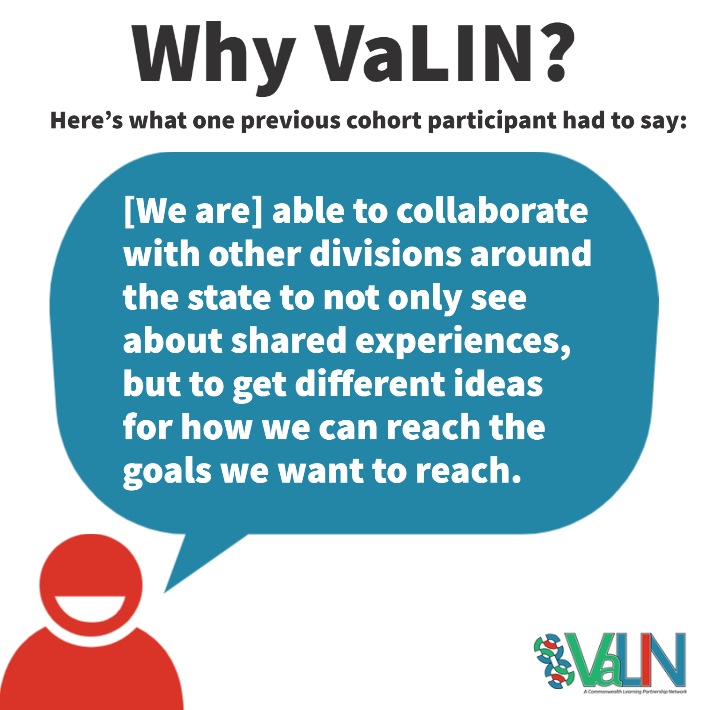VA_Partners4Edu's tweet image. REMINDER: The deadline to apply for #VaLIN 5.0 is TOMORROW by 5 PM! 

Get your teams together &amp;amp; visit the Commonwealth Learning Partnership website to apply ASAP!

commonwealthlearningpartnership.org