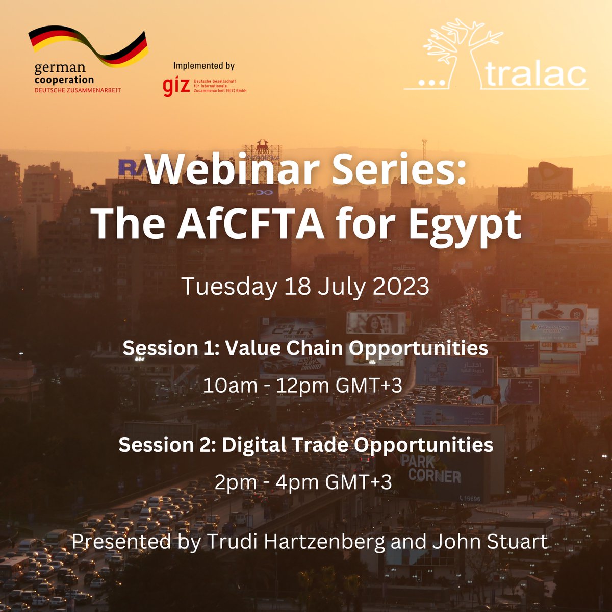 TradeLawCentre's tweet photo. Join us next week Tuesday for another two webinars on the #AfCFTA for Egypt, this time looking more specifically at value chain and digital trade opportunities 🇪🇬

Presented in English with interpretation to Arabic 🗣️

Register: https://t.co/OT3BqYpj9t https://t.co/dwekagthM5