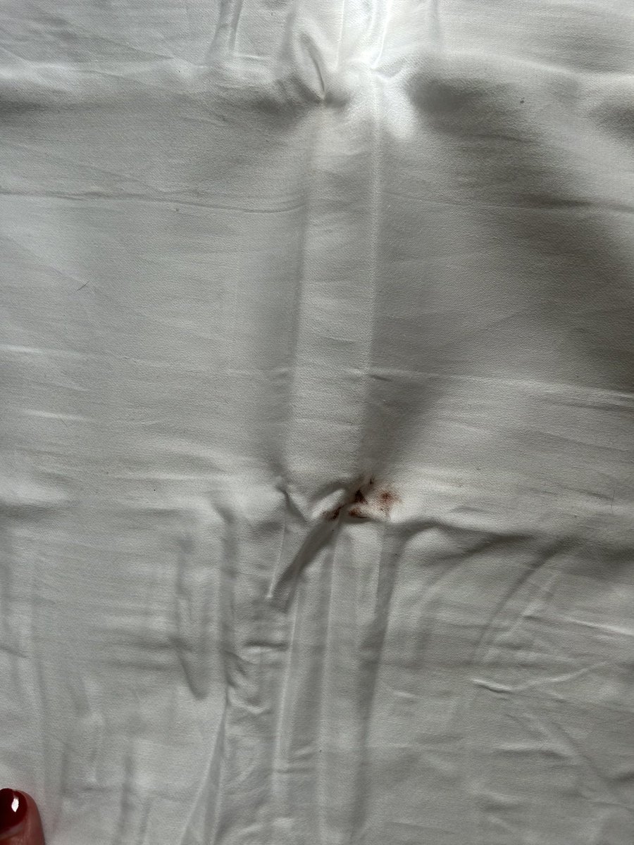 lauracallaghan_'s tweet photo. @Matalan  bought a pack of white pillow cases from your Knaresborough store on Saturday and they’re both ripped/marked and look really filthy once folded out on the packaging. Can you explain this? https://t.co/OgC7fMwJMn
