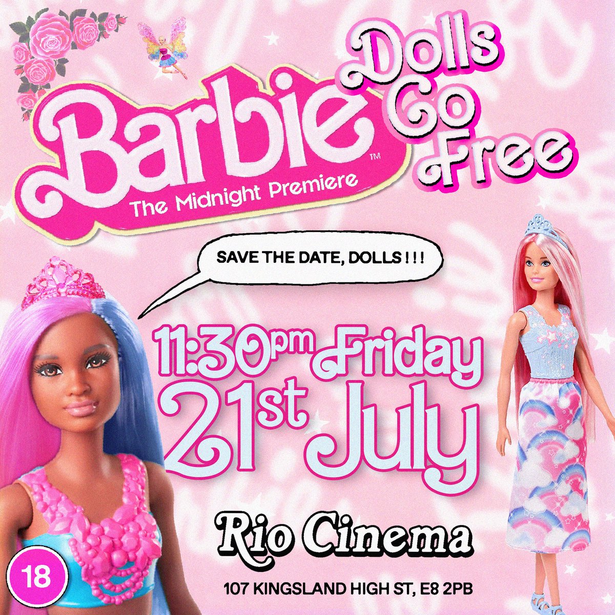 Save the date dolls‼️💋 11.30pm on Friday 21st July 💝 Dolls go free!! 🎟️🎀🎟️🎀 @riocinema Trans Femmes claim your free ticket by emailing jess@riocinema.org.uk with subject line DOLLS GO FREE :)) 🏳️‍⚧️💕 Once there gone, they’re gone !! ✨