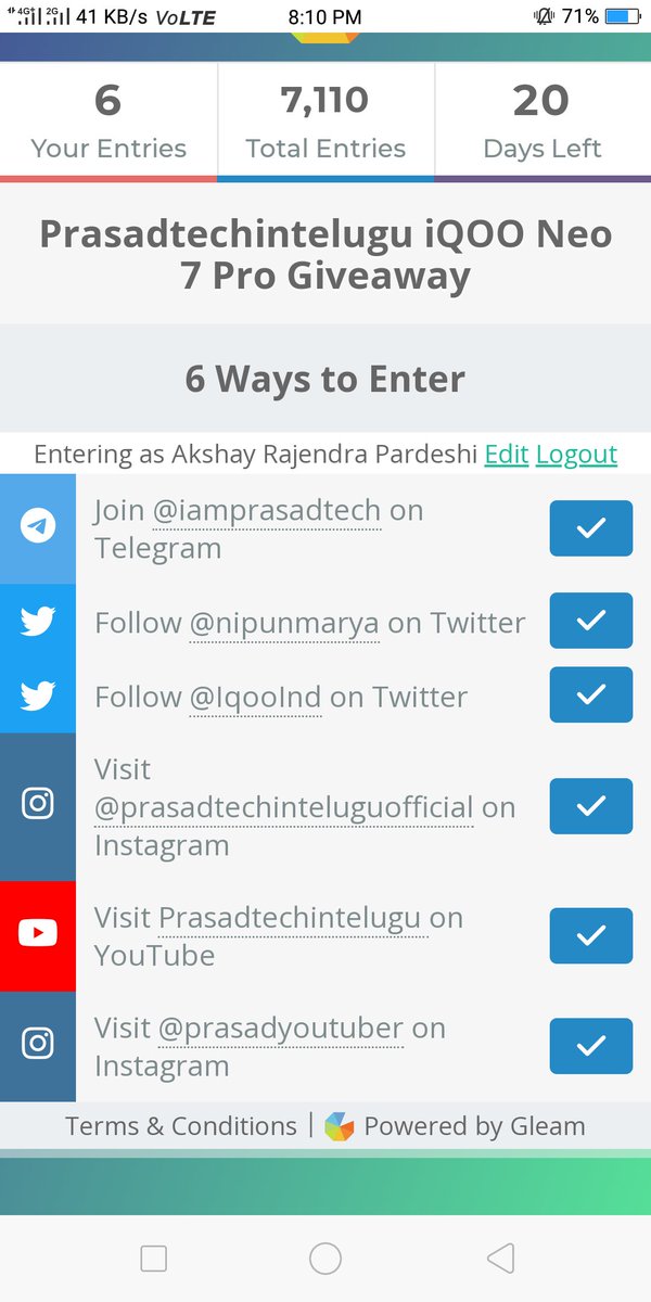 Done!
@iamprasadtech
#iQOOMegaGiveaway  
#iQOONeo7Pro  
#DualChip #DualChipPower 
@nipunmarya @IqooInd