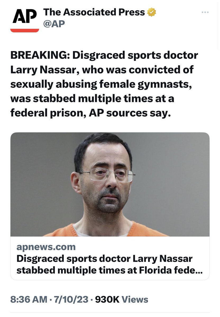 jay_lass's tweet image. My fathers last post (before he died) 🤝today’s headlines #LarryNassar #gymnastics