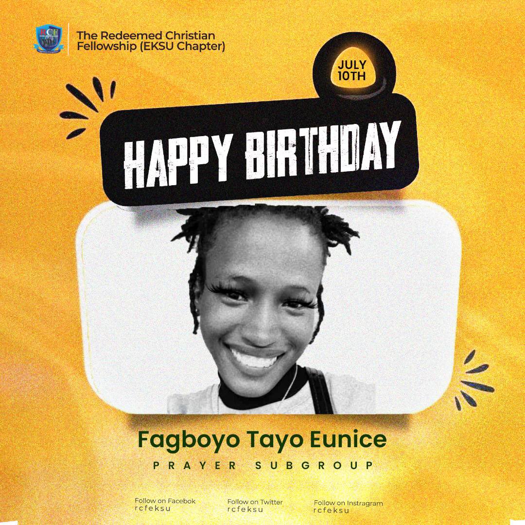 rcfeksu's tweet photo. Happy Birthday Fagboyo Tayo Eunice 
Thank you for your labour of Love towards the family, We wish you God blessings on this day in Jesus name.

Keep shining your light ⚡
Congratulations we Celebrate you Ma. https://t.co/ug34yHxJt1