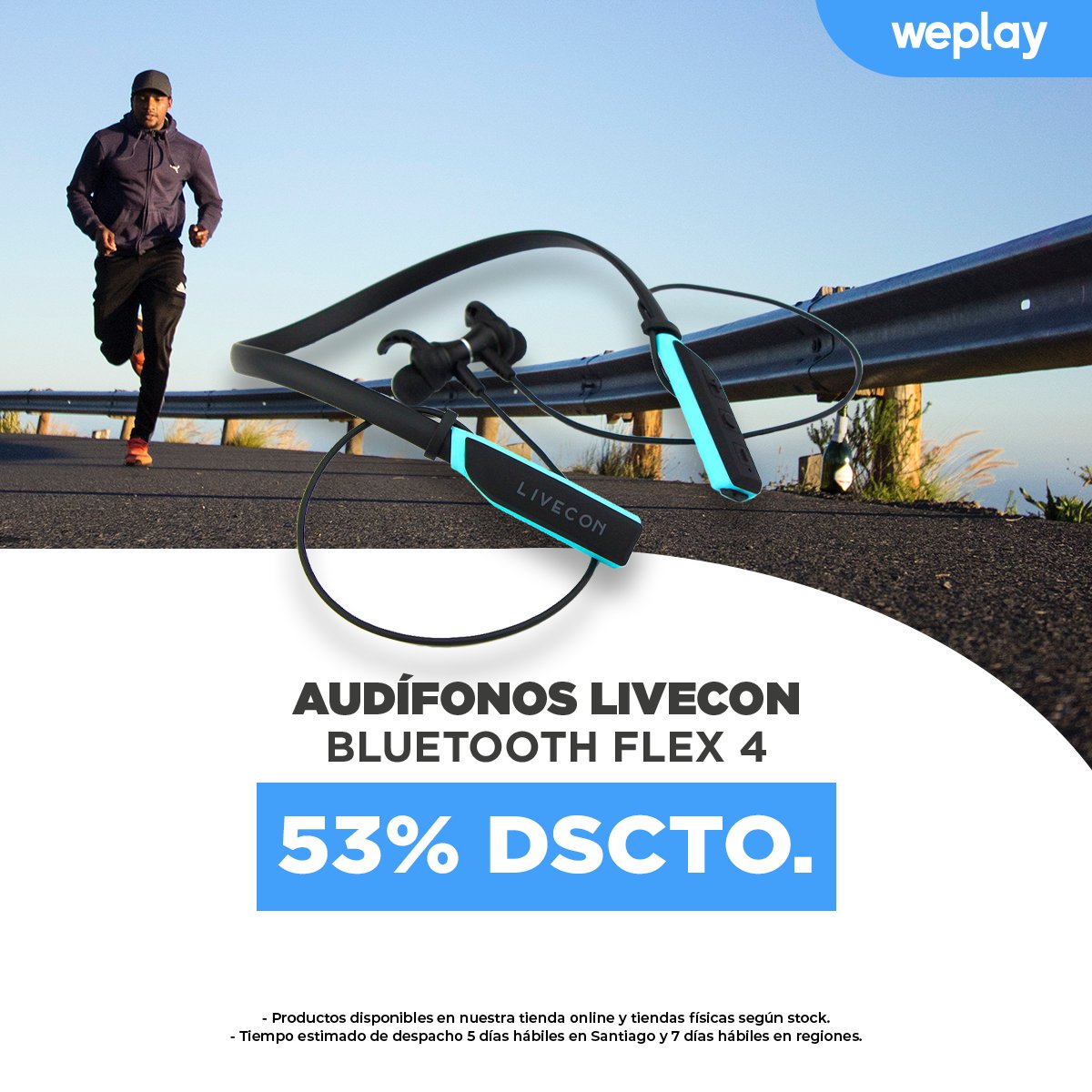 weplaystore_cl's tweet photo. [TECNOLOGÍA]🎧👟Audífonos #Livecon bluetooth diseñados especialmente para entrenar gracias a que tiene soporte para el cuello, es ligero y flexible🏃🏻🚴🏻. Además de control para llamadas y volumen. Compralo en nuestra web 👉https://t.co/Sqe4pHGSOf o en tiendas físicas #weplaystore https://t.co/3J0kFZmHzs