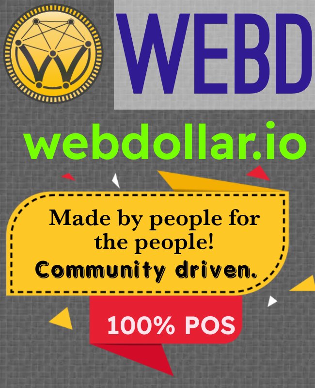 WEBD webdollar.io is still the most easiest to use and real ready for mass adoption on the market. Don't believe me, just try it. If you like it, you are welcome and free to unleash your imagination and benefit from open source opportunities! #DeFi #Crypto #blockchain