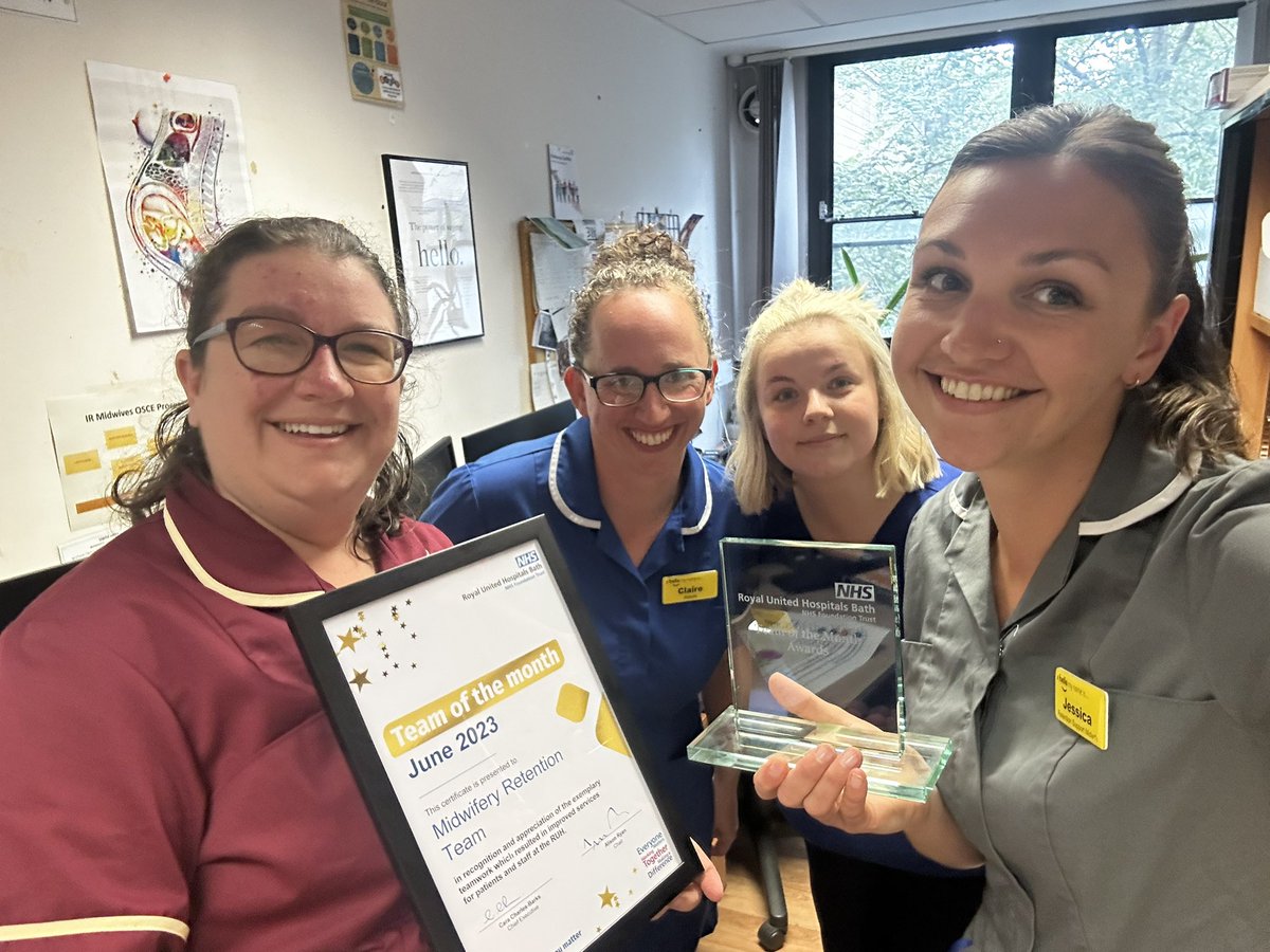 RetentionMWJess's tweet photo. We are over the moon to have received the ‘Team of the Month’ award @RUHBath 💙 #MaternityRetentionTeam #NHSRetention
@Sj28Marks @sarahwo56488727 @kerryperkins55 @ZitaMar12942205 @Antonialynch @CaraCBCEO https://t.co/LbDAQWDJ2j