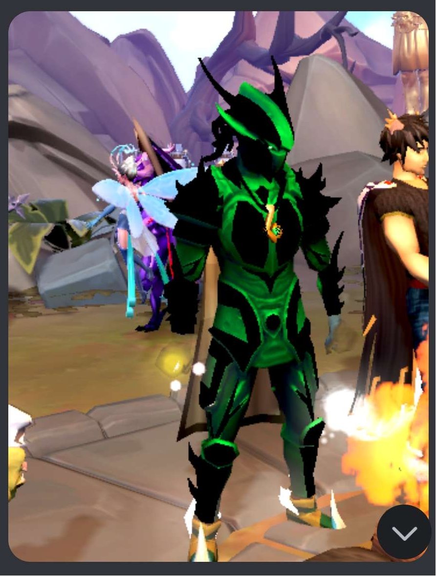 msodac's tweet image. Some friends and I tele'd back into War's last night and this guy's soul dyed elite sirenic graphically glitched and this is what we saw...  Is this how elite sirenic will look on the 17th with the soul dye changes? @RuneScape #Runescape