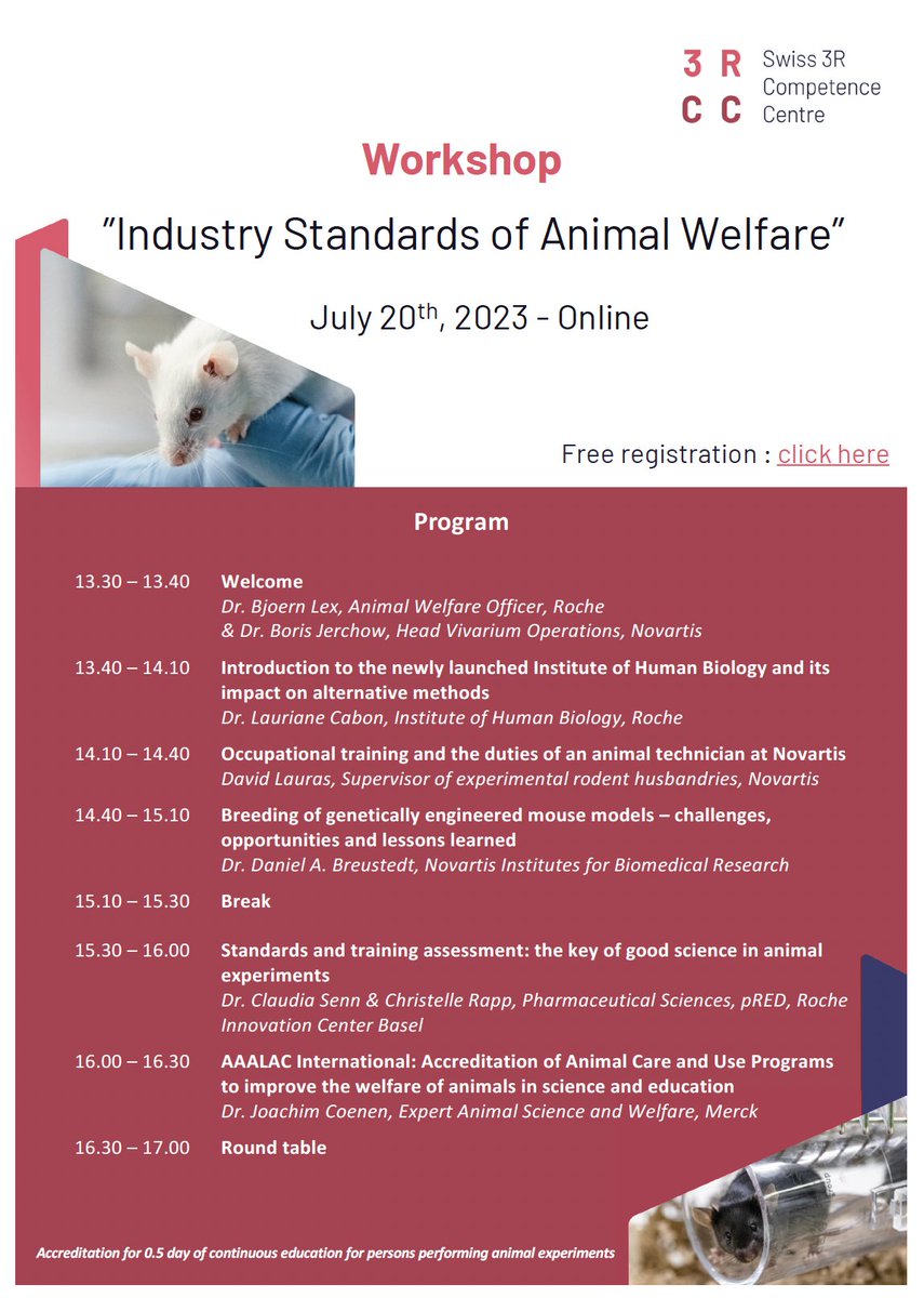 There's still time to register for this exciting workshop giving insight into Industry Standards of Animal Welfare:  events.teams.microsoft.com/event/d85b6dae… #workshop #animalwelfare #3Rs #Industry