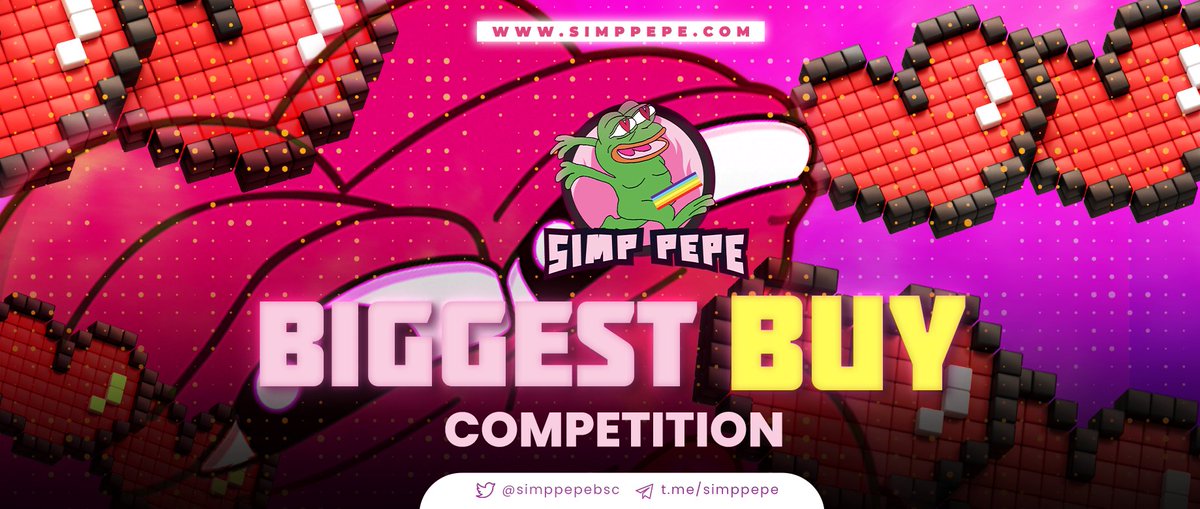 SIMPPEPE/WBNB Biggest Buy Competition  
 Start Time (UTC): 2023-07-10  
 End Time (UTC): 2023-07-11 
 
 First Prize: 2 BNB 
#simppepe #Comp #PEPE  #Prize #Bsc #Binance