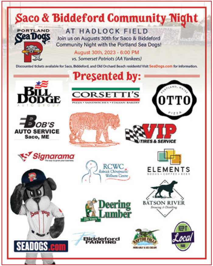 keepitlocalME's tweet photo. #SacoAndBiddefordCommunityNight with the @PortlandSeaDogs is August 30 with discounted tickets for #Saco, #Biddeford, & OldOrchardBeach residents - visit https://t.co/gJ2MSKkVpn for info! #portlandseadogs #seadogsbaseball #redsox #community #baseball #keepitlocalmaine https://t.co/XPjwmYUU6q