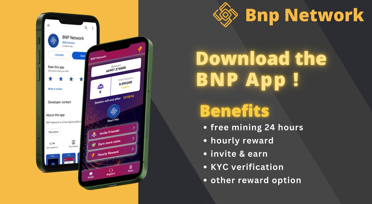 Exciting news! Just downloaded and joined the BNP network. Ready to mine and unlock amazing benefits. Let's embark on this journey of innovation together! #BNPnetwork #BlockchainMining #InnovationUnleashed