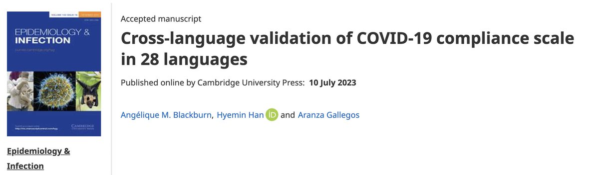 xxelloss's tweet image. New paper published @Epidemio_Infect (with @NeuroPinkLab)! Development and validation of a measure for compliance with #COVID19 preventive measures across 28 languages with #COVIDiSTRESS 2 data. Free link bit.ly/3JPT9py See the reply for details. @UAESPRMC @UA_EDU_ (1/2)
