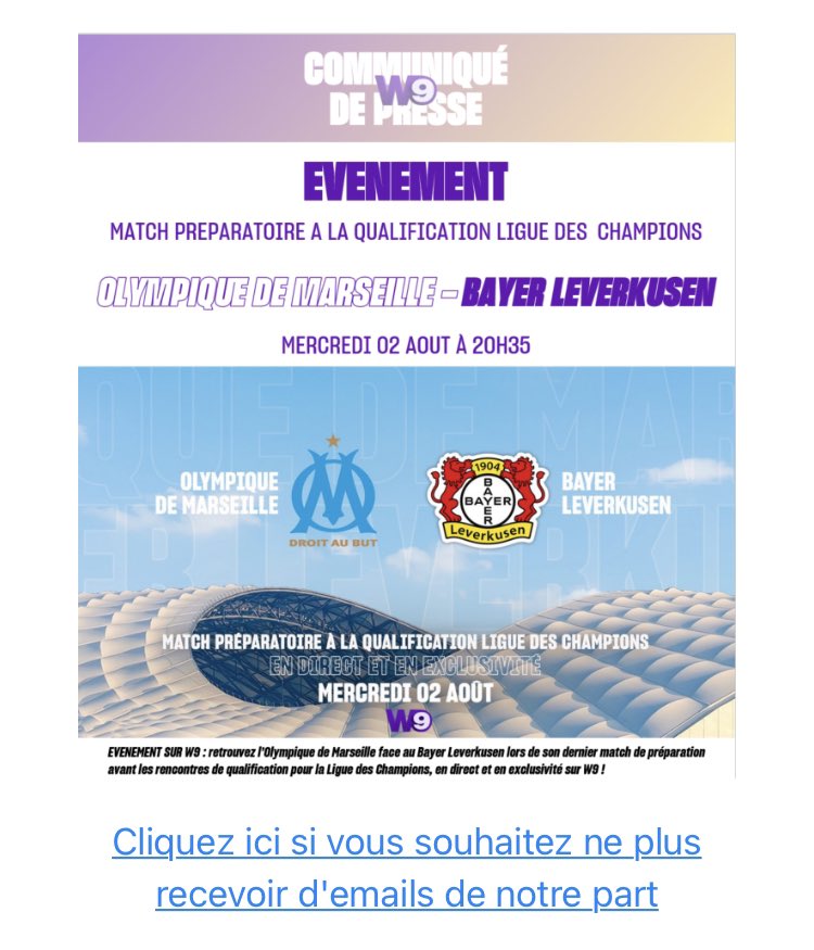 EnPleineLucarne's tweet photo. OM / Bayer Leverkusen sur W9 le mercredi 02/08 à 20h45 en match de préparation. https://t.co/opkfNzJEeh