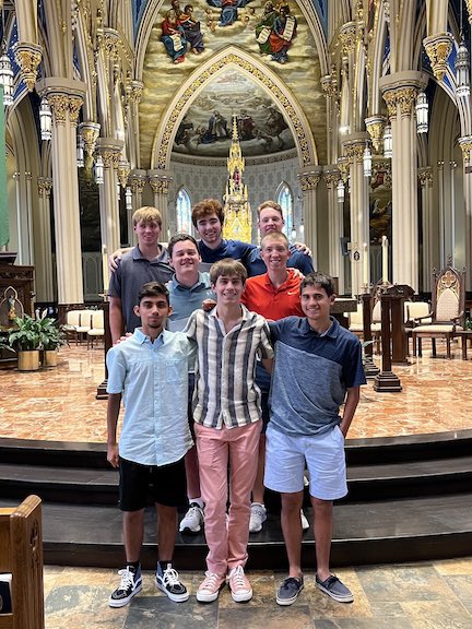 marmionacademy's tweet photo. During the weekend of July 7-9, the Marmion Music Officers held their annual retreat in South Bend, IN.
The Officers meet with Mr. Birch and Mr. Rosas to plan the events for the upcoming school year! #marmionadvantage https://t.co/m4Y3D8FVd3