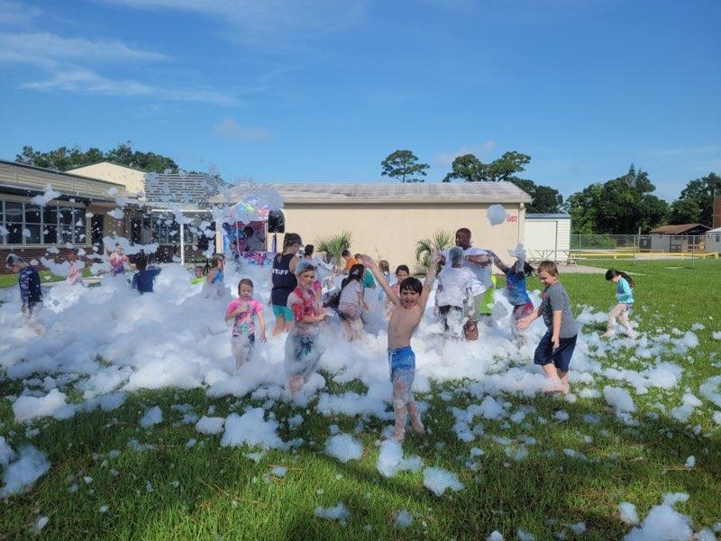 Rosewood Extended Day Summer camp enjoying the foam party this morning!
