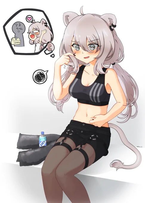 お腹がちょっぴり気になるほわいとらいおん #ししらーと 